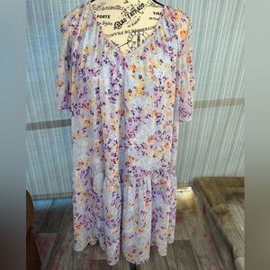 H&M Lavender Floral Ruffle Sleeve Maxi Dress